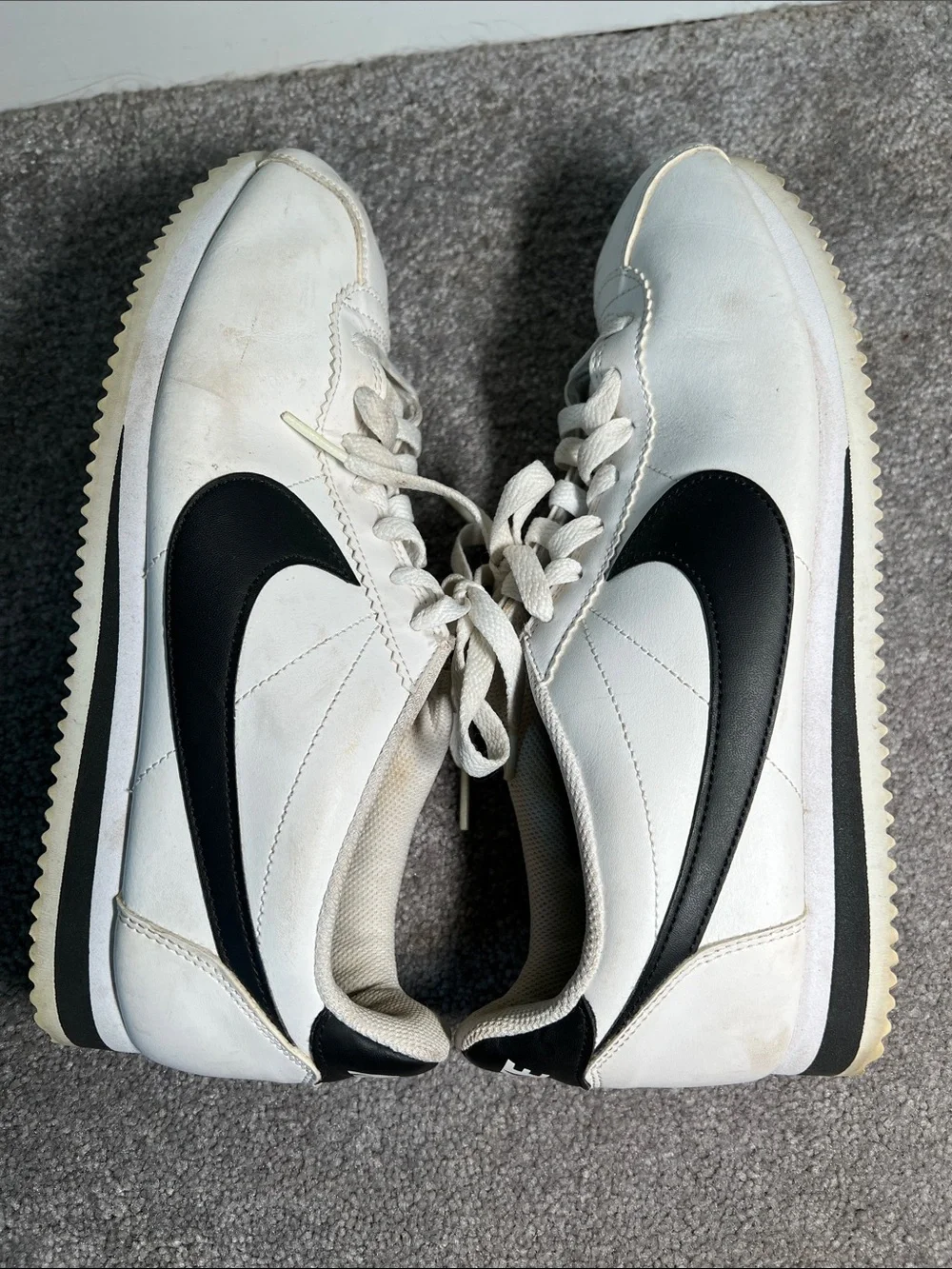 Nike Cortez Sneakers Shoes White with Black  Swoosh size women’s 10